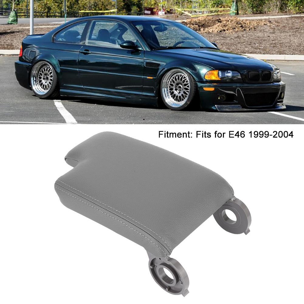 Car Center Console Armrest Cover Pad Cushion Fits for E46 1999 2004Gray