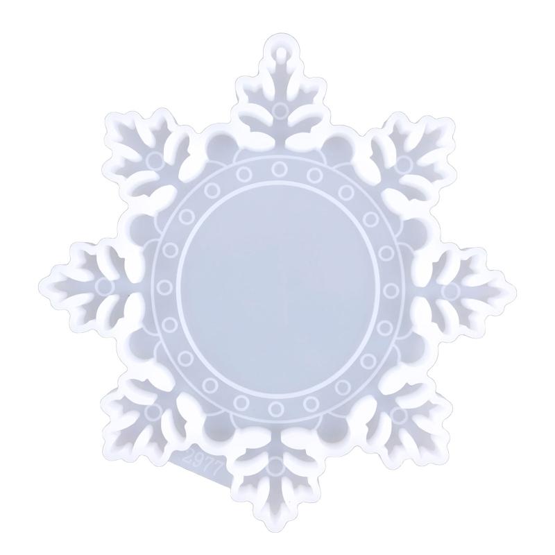 Snowflake Photo Frame Drop Glue Mold Diy Christmas Decor Snowflake Photo Frame Pendant Desktop Ornament Silicone Mold