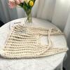 Solid Color Knitting Shoulder Bag Hollow Out Versatile Bohemian Crochet Tote Bag Large Capacity Casual Woven Handbag Women