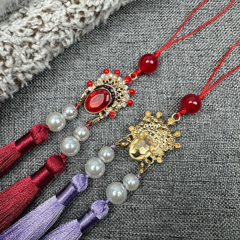 Maquillage Facial Opéra de Pékin Pompon Suspendu Décoration Hanfu Pompon Cheongsam Patte de Boutonnage Pliée