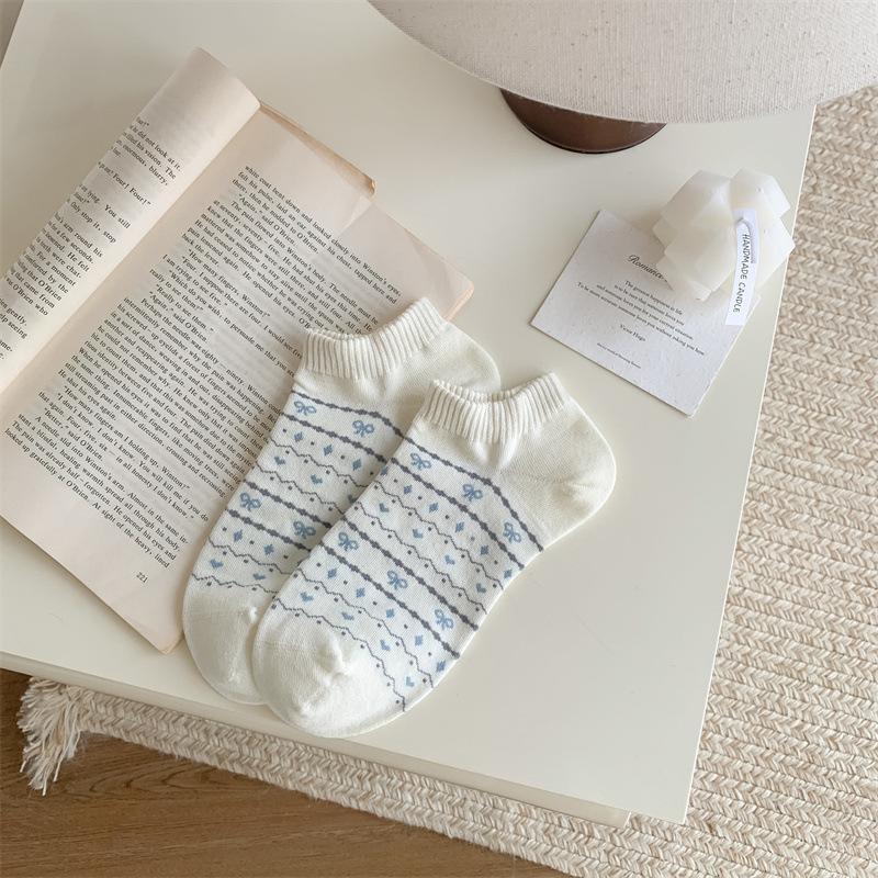 Spring and Summer Socks for Women, Pure Cotton Boneless Short Socks, Versatile, Simple and Trendy Socks, Boat Socks, Shallow Mouth, School Style