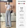 Women's Summer 2025 High-Waisted Gray Joggers - Thin, Loose, Ice Silk, Narrow-Leg Pants