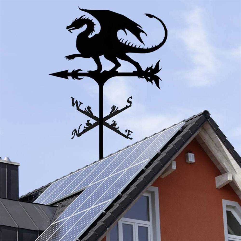 Dragon Weathervane Roof Mount Iron Weather Vane Metal Wind Direction Indicator Speed Spinner Outdoors Roof Yard Decorations