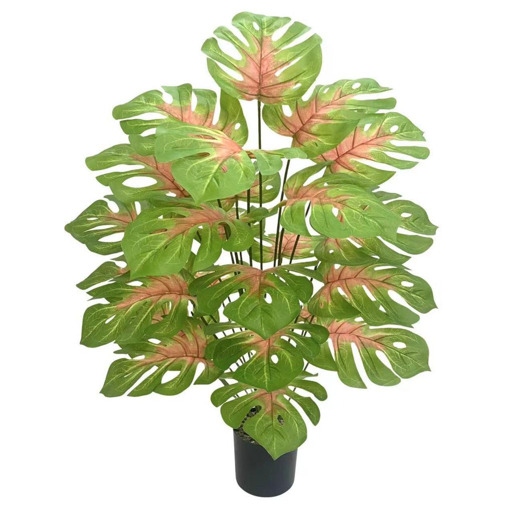 White Variegated Monstera Artificial Plant for Window Display, Garden, Home Decoration, and Soft Furnishings.