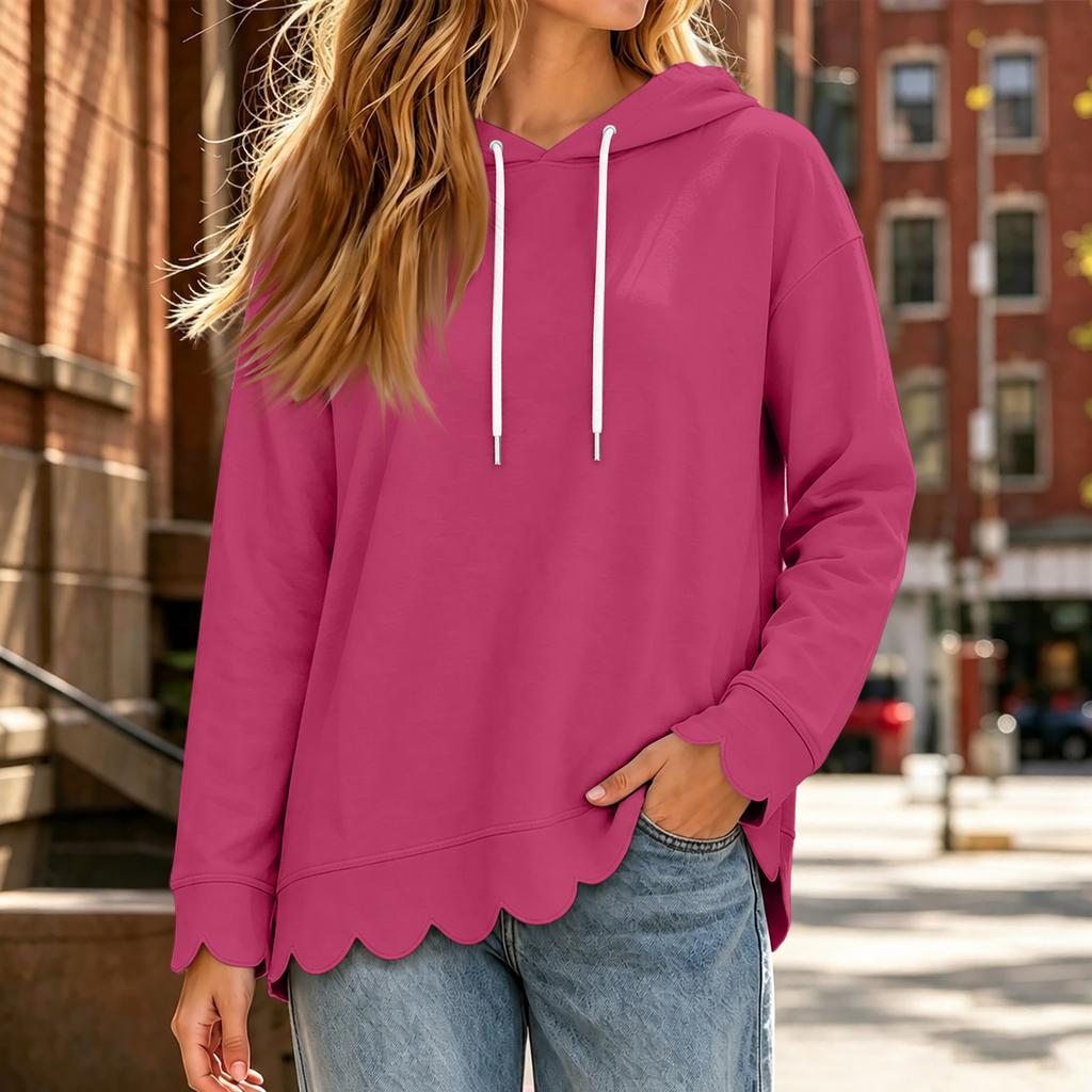 Damen Bequemes Lässiges Farb-Kapuzensweatshirt Langarm-Oberteil für Herbst Winter