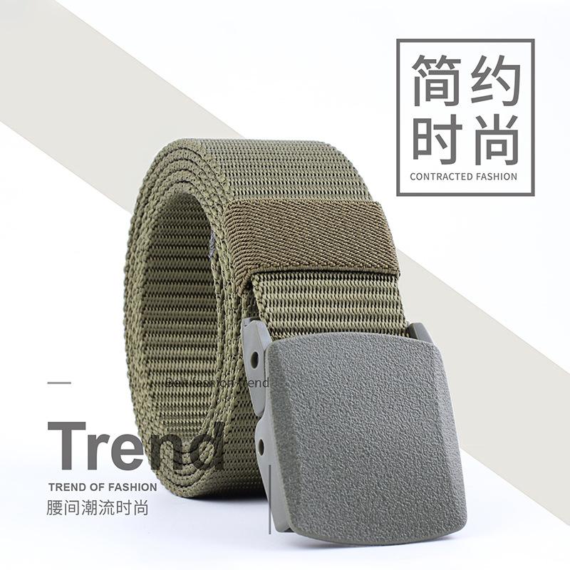 Outdoor Plastic Buckle Imitation Nylon Sports Women'S Canvas Wide Belt, Men'S Casual Belt Tactical Belt