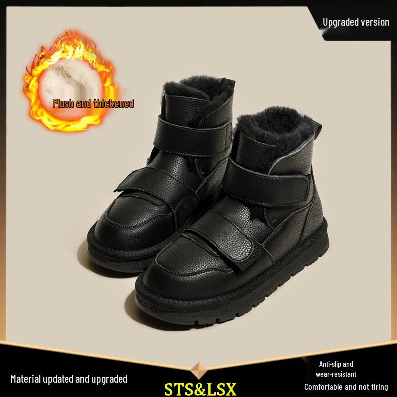 

Women s 2025 Winter Thick-Soled Leather & Fur Snow Boots, Waterproof & Non-Slip. 35