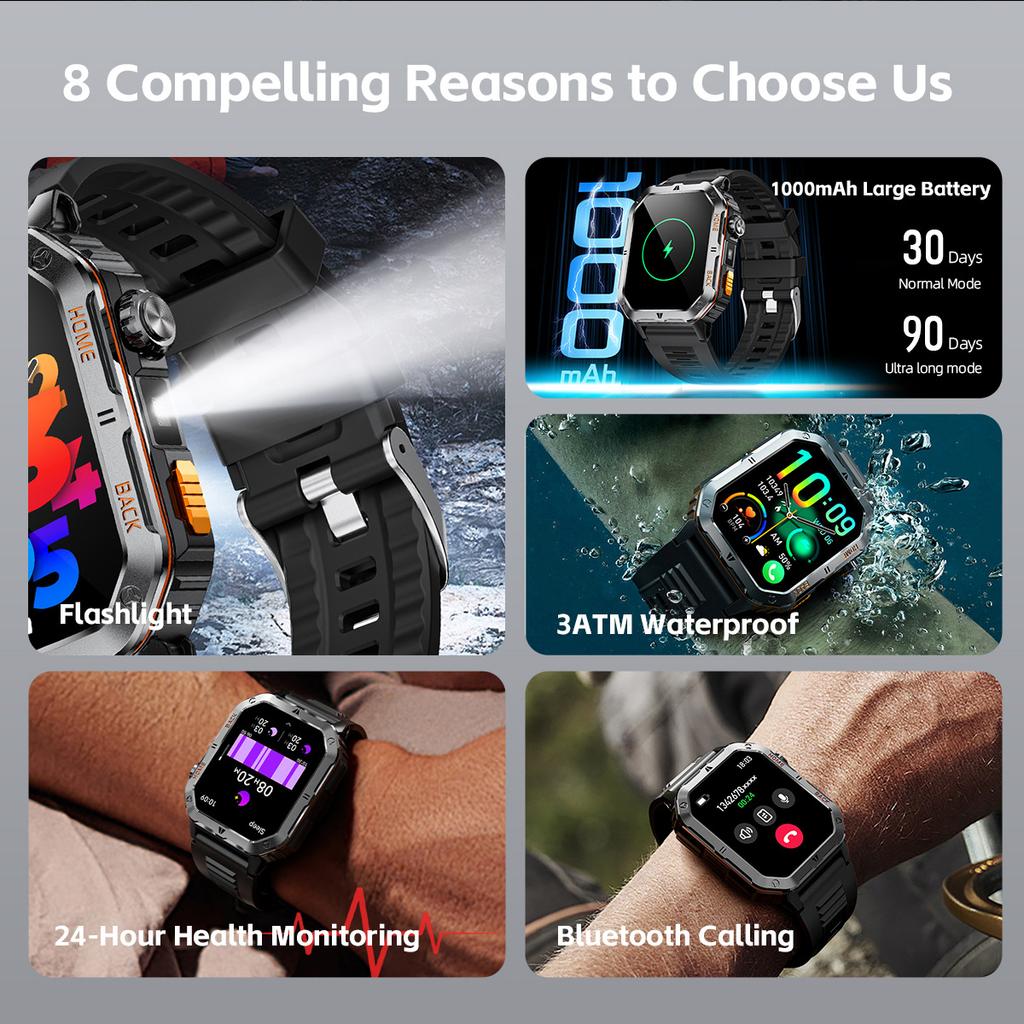 1000mAh Battery Sports Smart Watches for Man New High-End Smartwatch  Android Electronics Clock Watch for IOS Android Phones