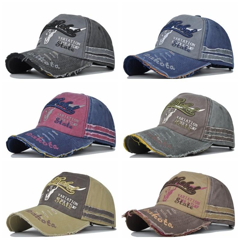 Unisex Retro Baseball Cap Washed Denim Cap Adjustable Casual Embroidered Letter Hat