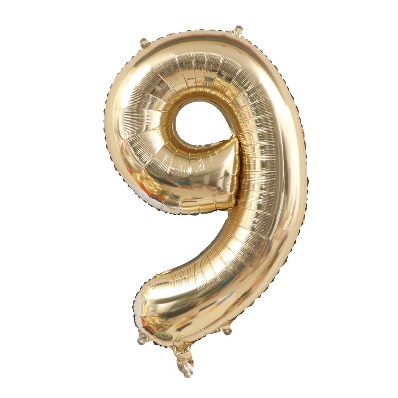 1PCS 40 Inch Large White Gold Light Gold Digital Foil Balloon for Girls' Birthdays Helium Big Number0-9 Balloon Decoration