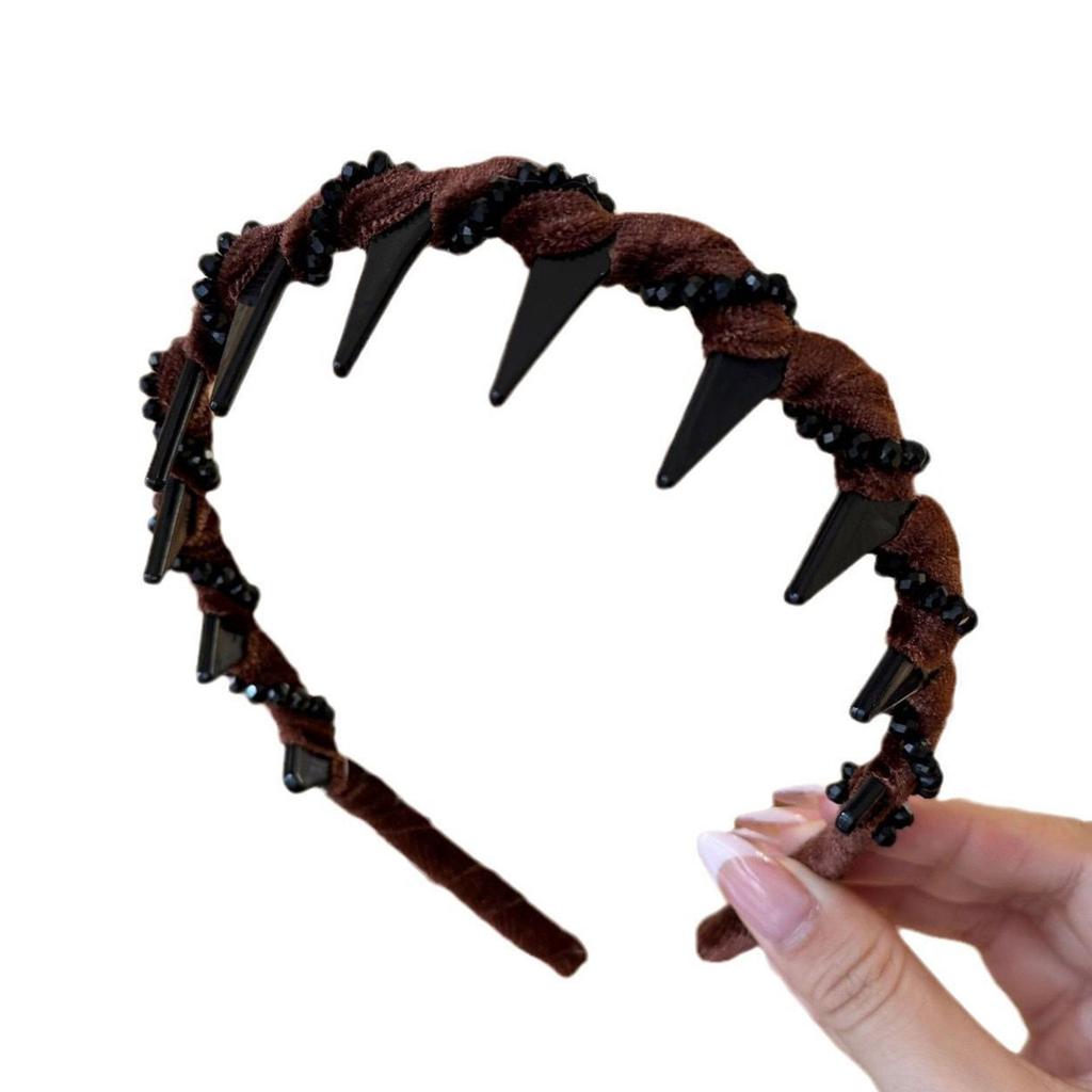 Velvet Artificial Crystals Wave Headband Sparkling Rhinestone Hair Accessory For Women Elegant Party Wedding Daily Use