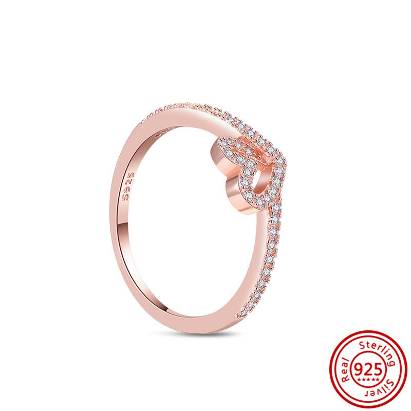 925 Sterling Silver Rings for Women Original Infinity Love Heart Engagement Wedding Ring Rose Gold Zircon Luxury Jewelry Gift