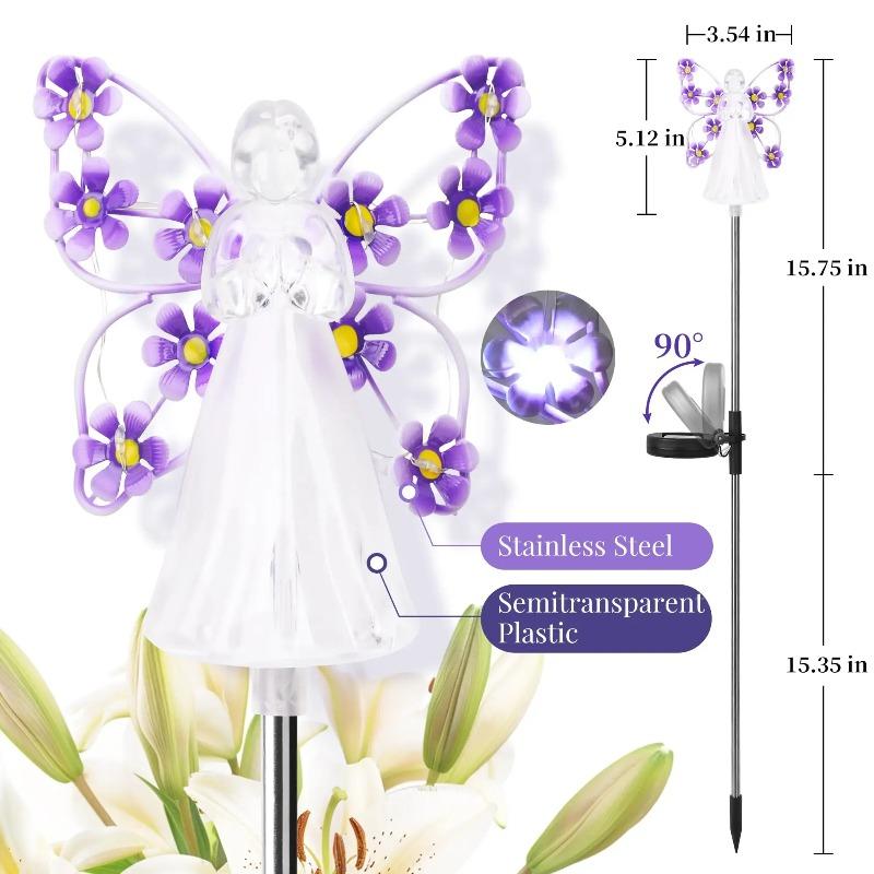 Solar Garden Light Angel Solar Landscape Decorative Light Outdoor Waterproof Solar Pathway Lights Lawn Yard Sympathy Gift