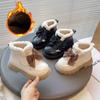 Girls' Fashionable and Cool Bow and Fleece Snow Ankle Boots, Winter Children's Sweet Cotton Boots