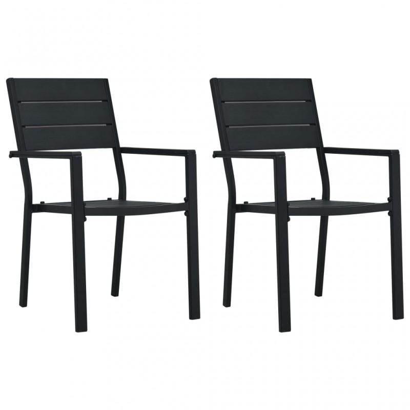 Day and Night - Day and Night Garden Chairs 2 Units HDPE Wood Look Black