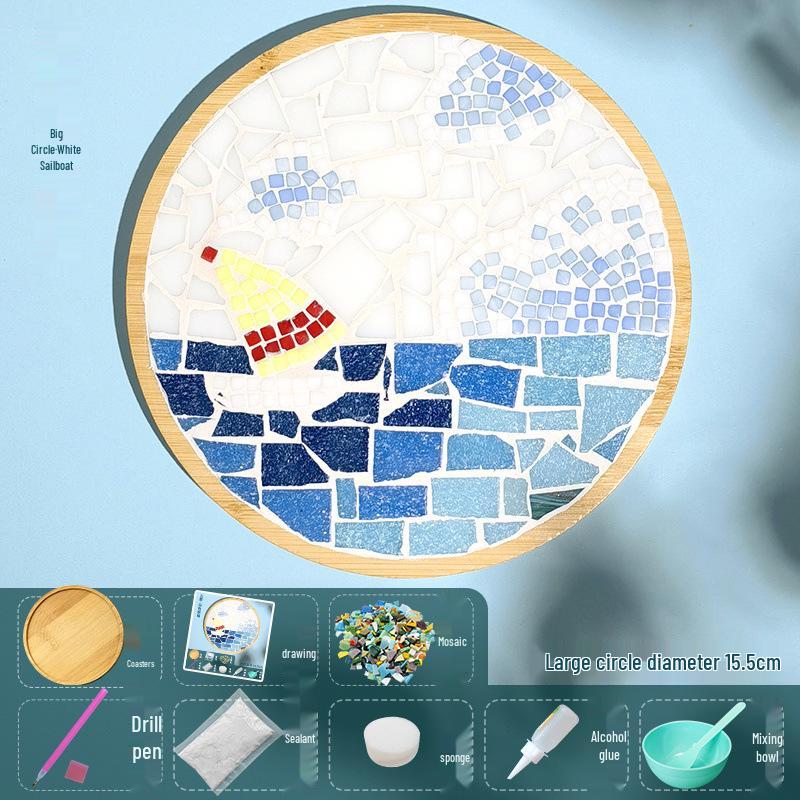 DIY Large Mosaic Coaster Kit: Creative Glass Sticker Pack for Adults & Kids