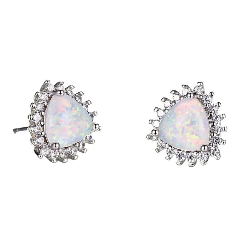 S Blue and White Green Orange Purple Triangle + White Diamond Women's Versatile Earrings