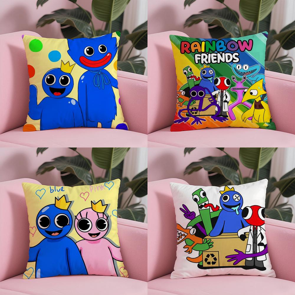 Cartoon RRainbow Friends Pillow Case Soft Plush Fabric DoubleSided Printed Cushion Cover Warm Winter Sofa Pillow Case