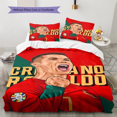 CR7 Muster Bettwäsche, Steppbett Set Bettbezug Kissenbezug Zuhause Geburtstagsgeschenk (1 Bettbezug + 2 Kissenbezüge, ohne Füllung)