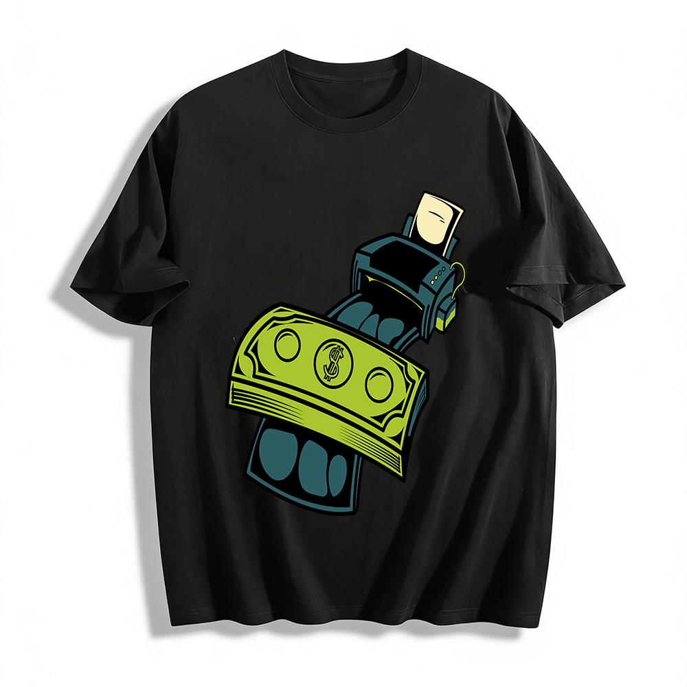 

Money Printer Dollar Print Trendy Casual Short Sleeve T-Shirt Pure cotton T-shirt XXS