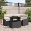 VidaXL 5-piece Garden Sofa Set with Cushions In Black Poly Rattan 3357730