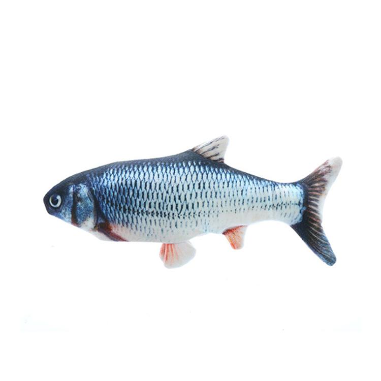 Electric Fish Cat Toy With Catnip Funny Interactive Pet Pillow Chew Bite Kick Toy for Cats синий