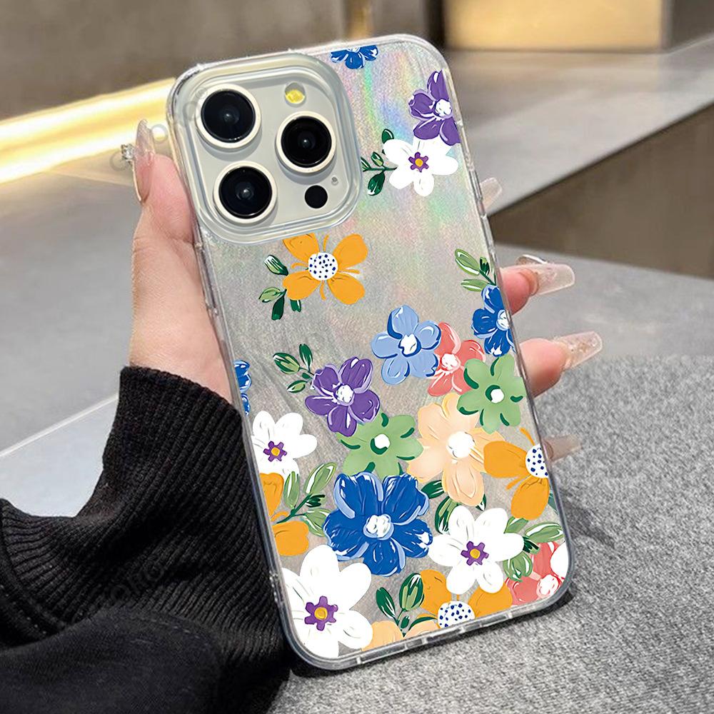Oil Painting Style Simple Flower 15pro Hot-selling Apple 17promax Protective Case iPhone13 Mobile Phone Case