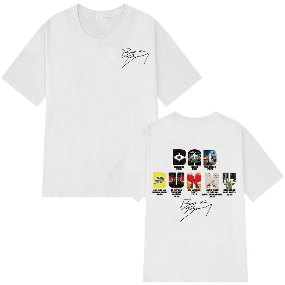 Summer Rapper Bad Bunny Music Album Cover Print Vintage T Shirt Men Women Fashion 100% Pure Cotton Printed T-shirt