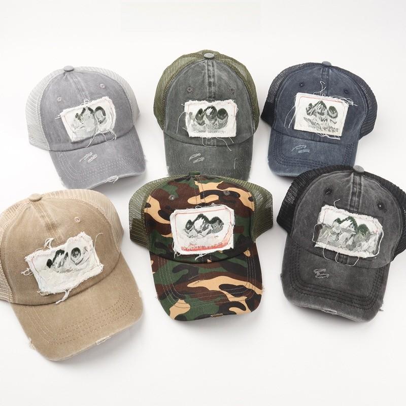 Breathable Embroidered Letter Mesh Cap With Adjustable Fit For Outdoor Sun Protection