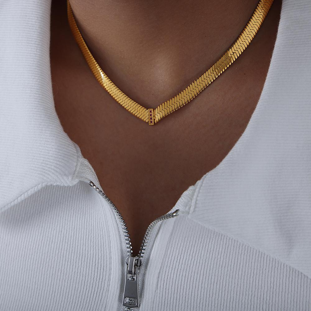 Stal Nierdzewna 316L Naszyjnik Łańcuszkowy Dla Kobiet Pozłacany 18k Inkrustowany Cyrkonem Hip-hopowy Rockowy Styl Grube Naszyjniki