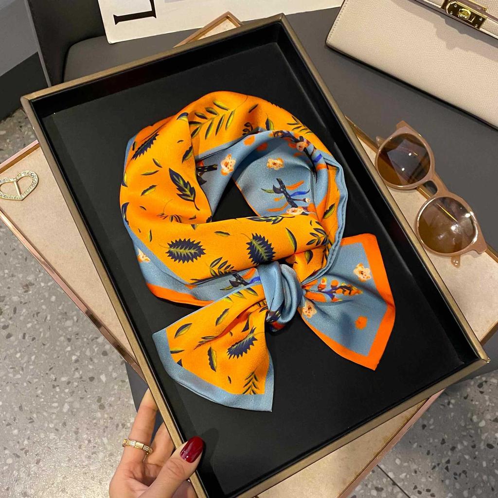 Small Silk Scarf Women's Spring and Autumn Thin Korean Version Versatile Thin and Narrow Long Scarf Tied Hair Temperament Square Scarf with Suit Shirt