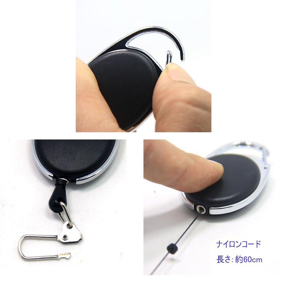 Set of 3 with carabiner, key reel, pin-on reel, telescopic,