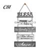 Solid Wood Bless Sign Wooden Kitchen Wall Decor, 5 Panel Food Family Love Plaque with Rope Hanging Sign, Farmhouse Art for Dining Room Living Pastoral