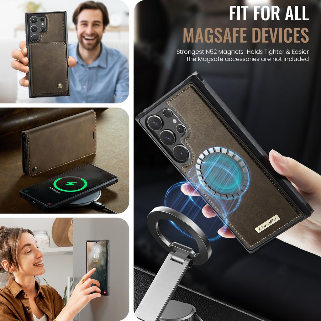 For Samsung Galaxy S26 Ultra Magnetic Case CASEME C49 RFID Blocking Detachable Wallet Leather Phone Cover
