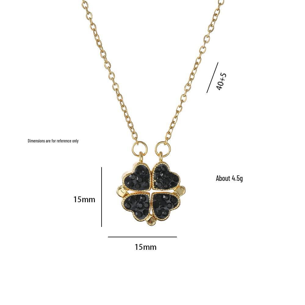 Women's European & American Style Four-Leaf Clover & Heart Pendant Clavicle Necklace