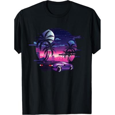 Outrun Sunset Car Vaporwave Chillwave Raver Festival Electro T-Shirt