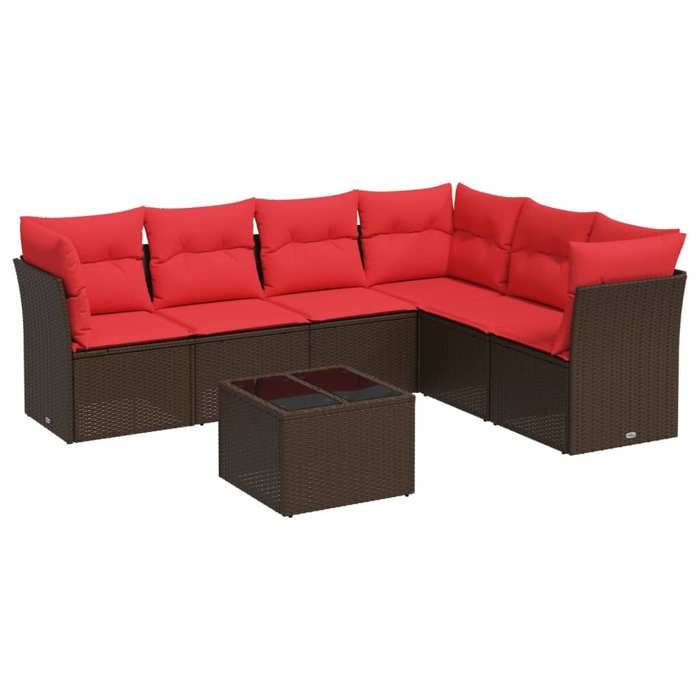 VidaXL Salon de Jardin avec Coussins 7 pcs, Canapés avec Pieds Réglables, Ensemble de Meubles d'Extérieur Patio Terrasse 3217694