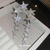 Silver Needle Sweet Cool Wind Super Shining Star Tassel Earrings Light Luxury Temperament Earrings Fashion Advanced Earrings Wholesale