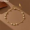 GANEMLY 316L Stainless Steel Round Sparkling Zirconia Bracelet For Women Fashion Fine Wrist Chain Waterproof Jewelry Lady Gift