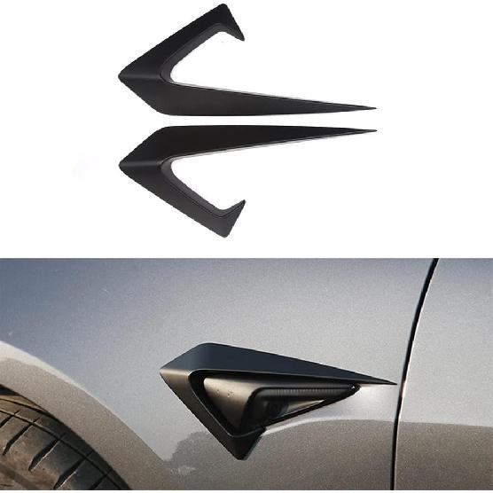 Auto Parts 2PCS Side Camera Protection Cover Carbon Fiber mudapron Trim Cover for Tesla Model 3 2017-2021(Black-Matte Black)