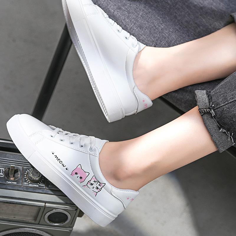 Spring and Summer Breathable Student Street Shooting Leather Surface White Shoes Casual Single Shoes Board Shoes