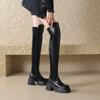 Korean Version of the New Knee Boots High Heel Large Size Women's Leather Boots Comfortable Side Zipper Women's Boots Autumn and Winter Square Heel