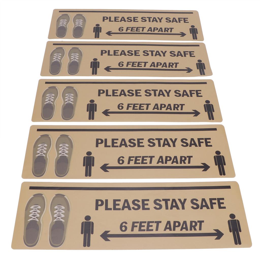 2er Set Bodenaufkleber Sicherheitsabstand Zeichen Markierung Warnaufkleber für Geschäft Krankenhaus SchuleB004