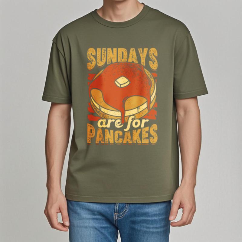 Breathable Teeshirts Unisex O Neck Tshirt Plus Size Sundays Are For Pancakes With Butter And Syrup Anime Unisex Teeshirt