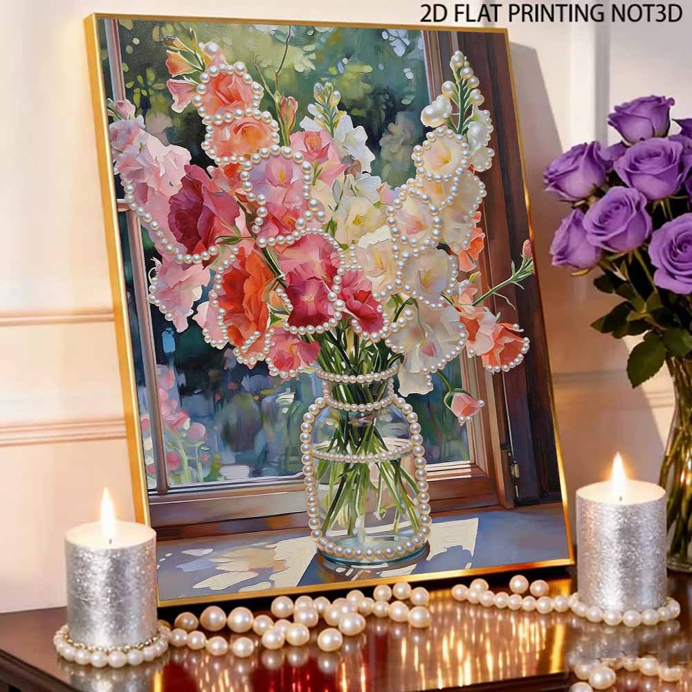 Unique DIY Pearl Gem Painting Kit 30x40cm Beautiful Flowers Frameless Art Perfect Handmade Gift for Adults Home Wall Decor for Any Occasion