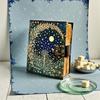 Handmade Midnight Sky Leather Journal, Hand-Painted Moon & Stars Diary, Vintage Lock, Deckle Paper, Gift for Writers-Dreamers