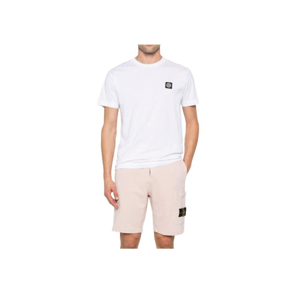 Stone Island Logo Crew Neck Short Sleeve T-Shirt Men Tops White K1S152100039S0013-V0001