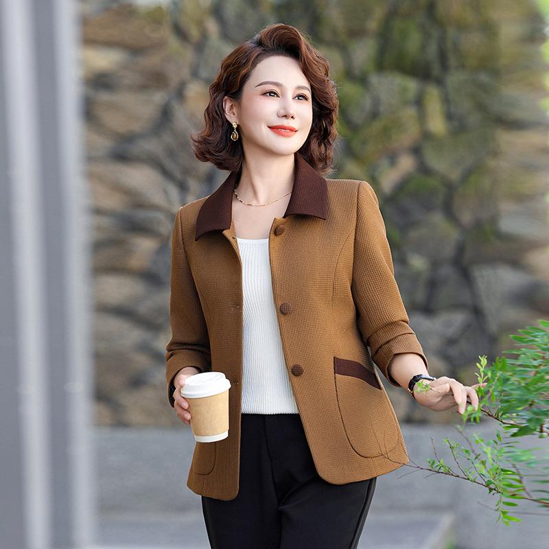 Women's Fashionable Spring & Autumn Cardigan - Short Style for Middle-Aged & Elderly Women
