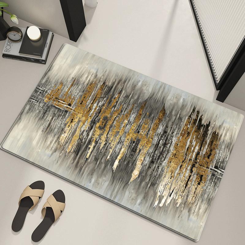 Moderner, minimalistischer, abstrakter Badezimmerteppich mit weicher Flanelloberfläche, maschinenwaschbar, rutschfester Teppich für die Eingangsmatte im Toilettenwaschraum