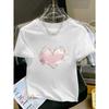 European Size Heart-Shaped Pattern Short-Sleeve Women'S Y2K Style, Cropped T-Shirt, Fashionable, Elegant, Made of Soft And Comfortable Fabric